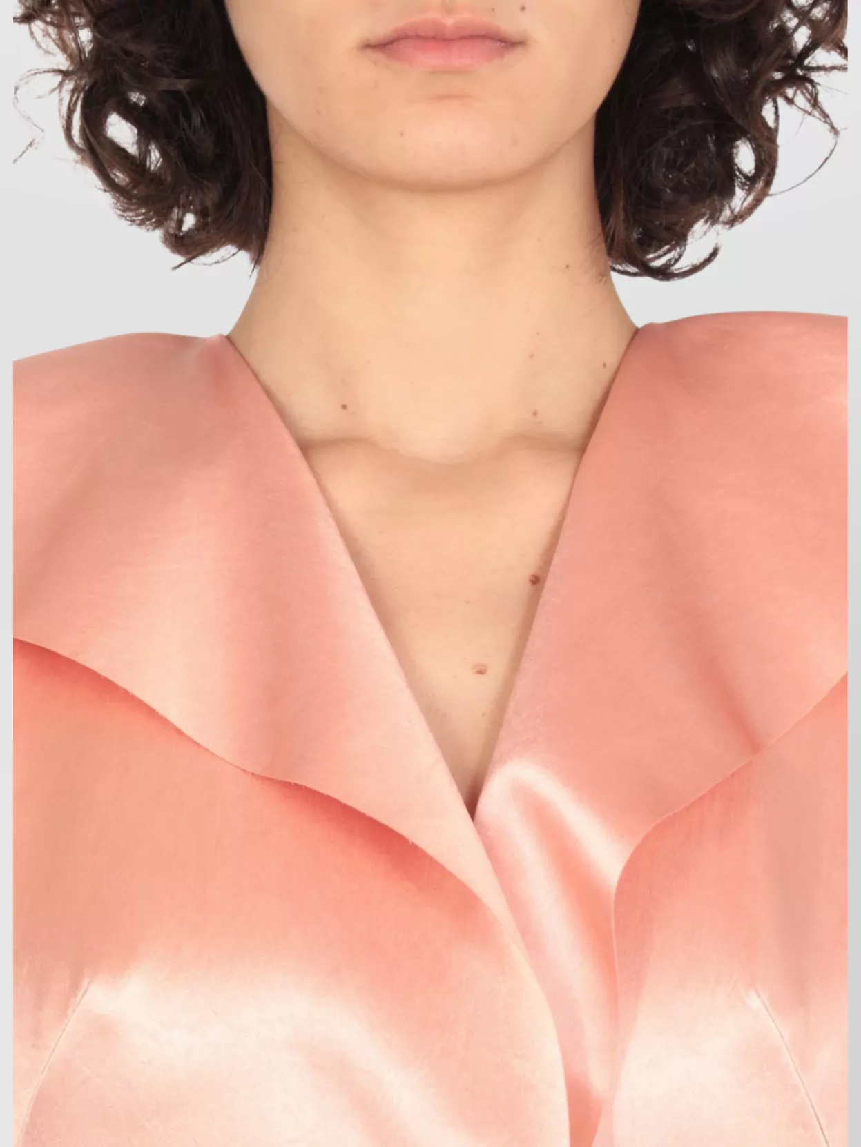 Philosophy Satin V-Neck Ruffled Collar Dress