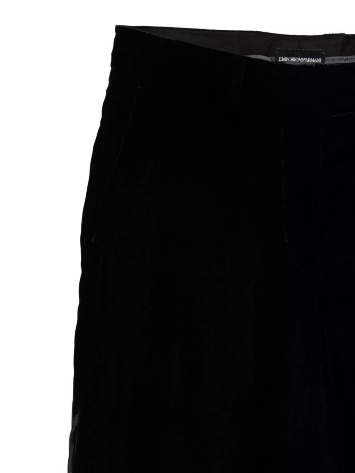 Emporio Armani Straight Velvet Trousers Featuring Elastic Waistband