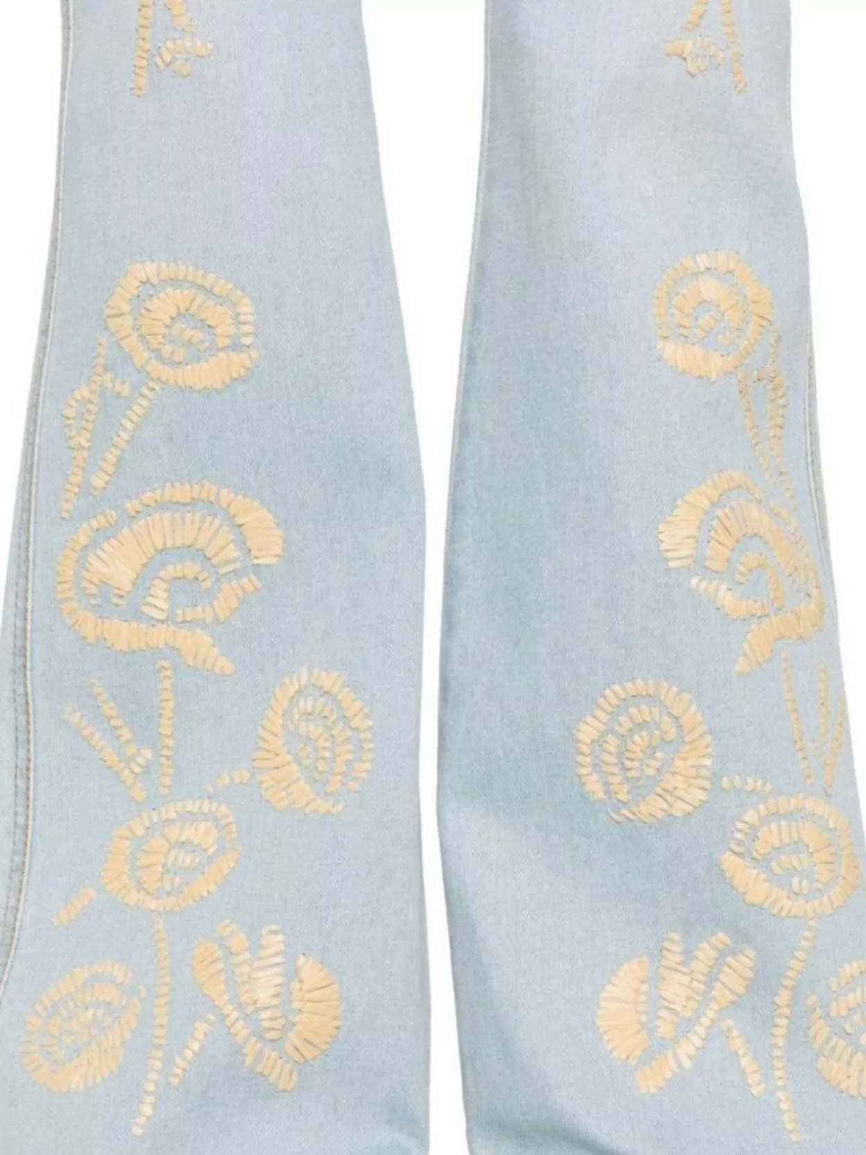 Ermanno Scervino Flared Leg Floral Embroidered Jeans In Blue