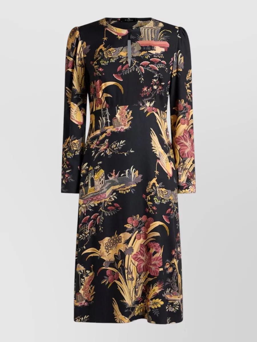 Etro viscose crepe floral-print midi dress