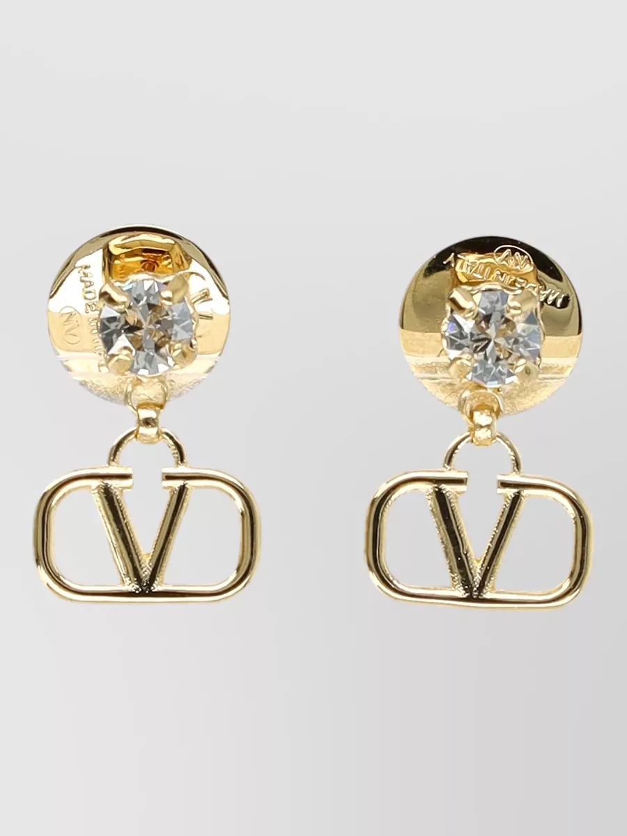 Valentino Garavani Crystal-Embellished Logo-Print Earring