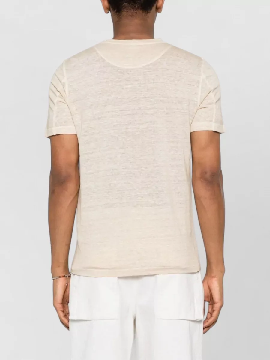 120% Lino Linen Crew Neck Short Sleeve T-Shirt