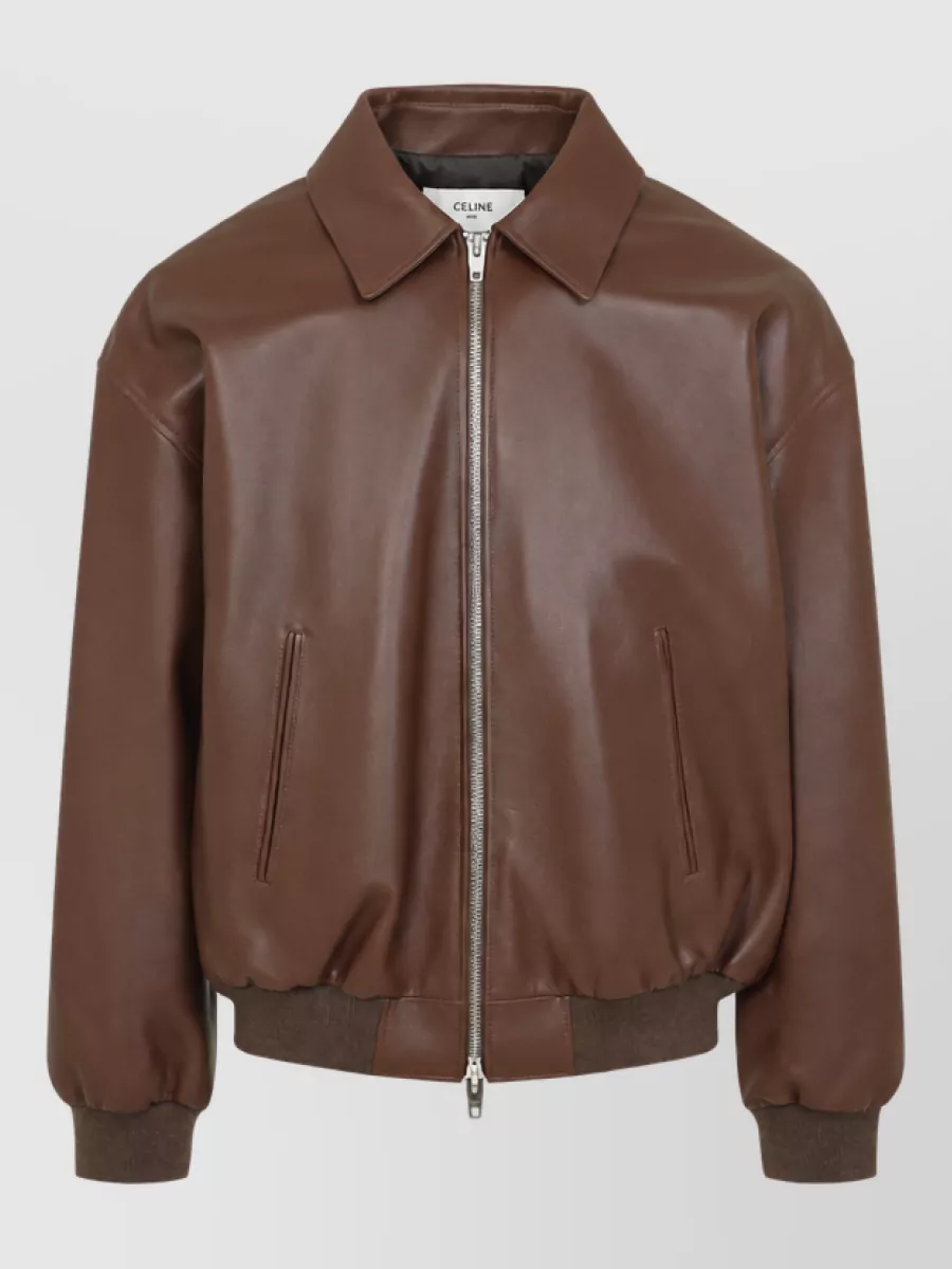 Celine leather bomber jacket