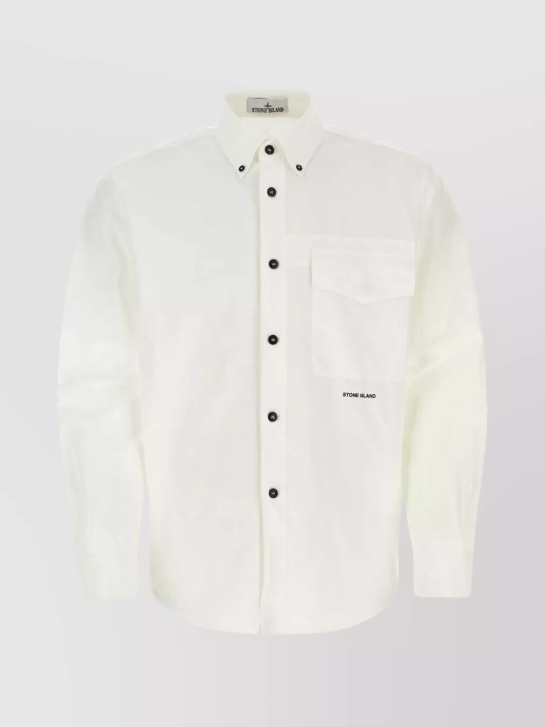Stone Island Shirt Cotton Blend Collar Button-down In White