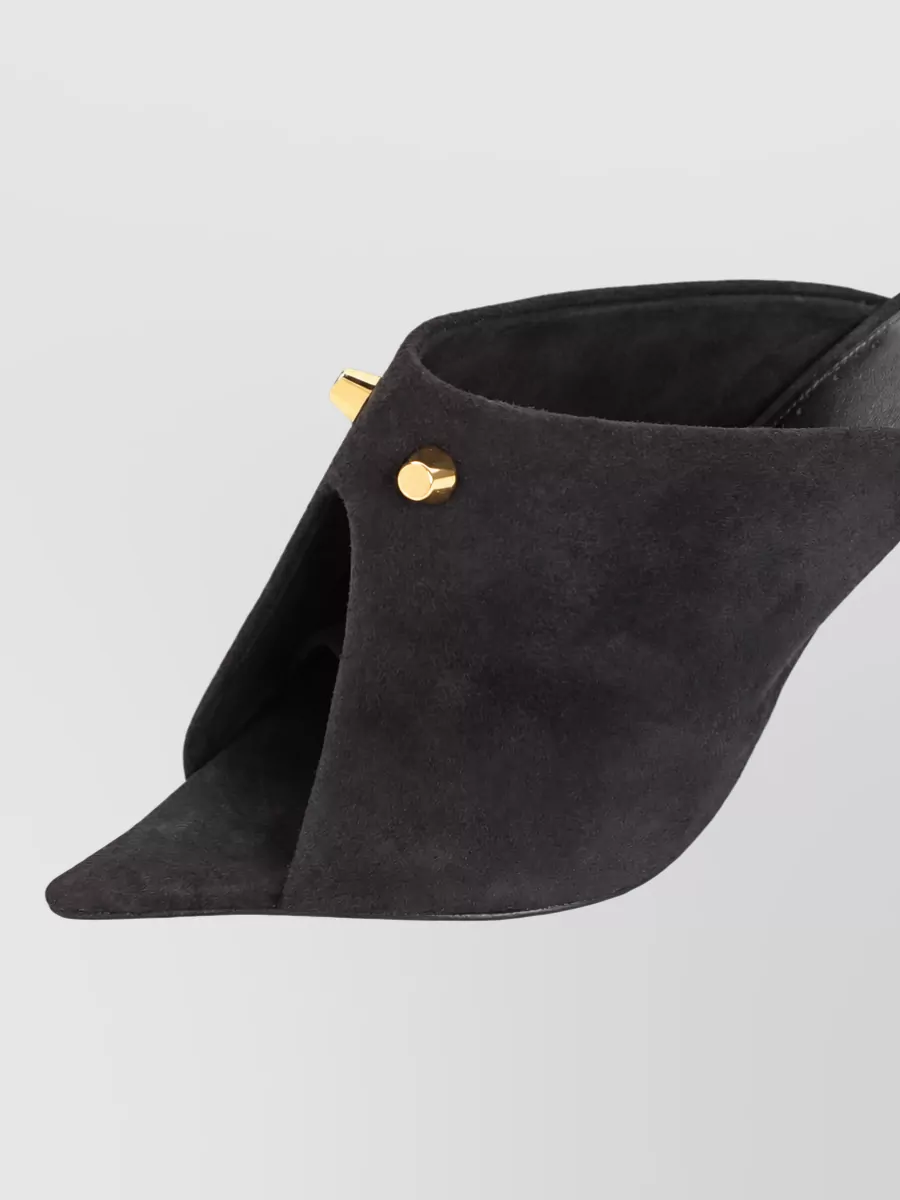 Balenciaga Suede Leather Asymmetric Draped Mules