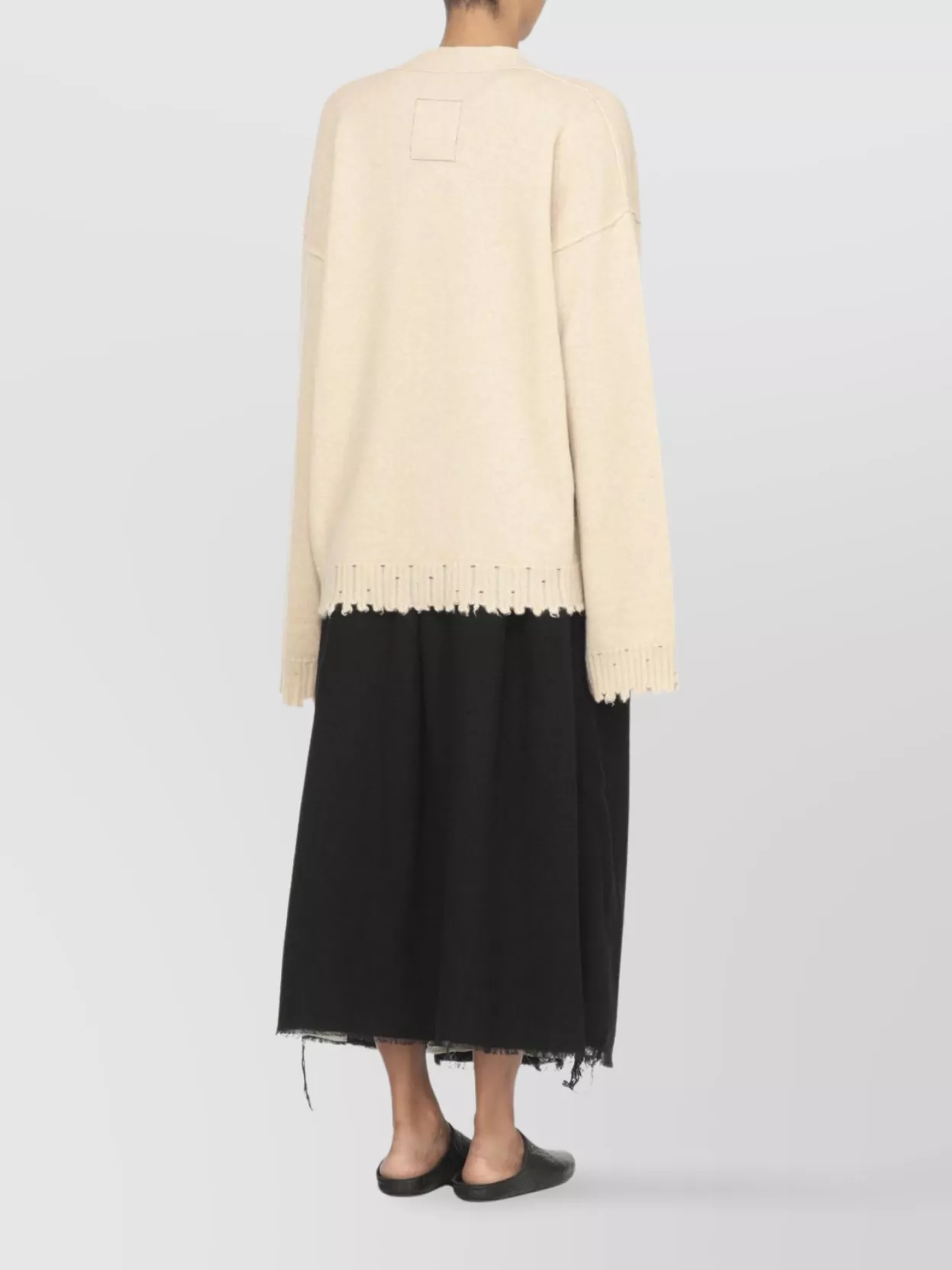 Uma Wang Cashmere V Neck Cardigan With Ribbed Trims