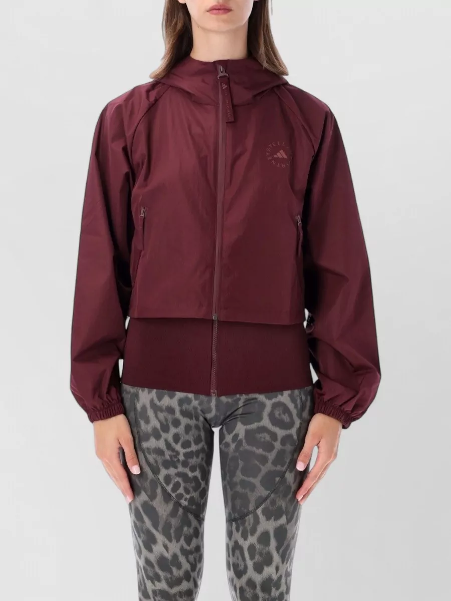 Adidas by Stella McCartney cropped hooded zip-front track jacket
