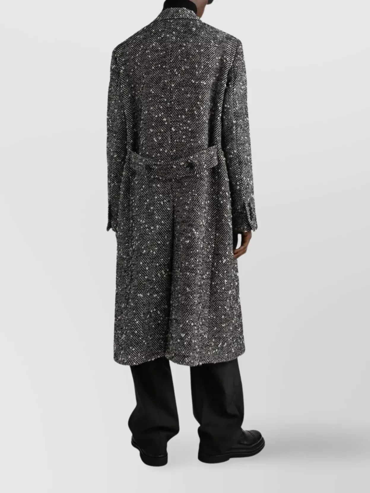 Dolce&Gabbana Herringbone Long Coat Flap Pockets