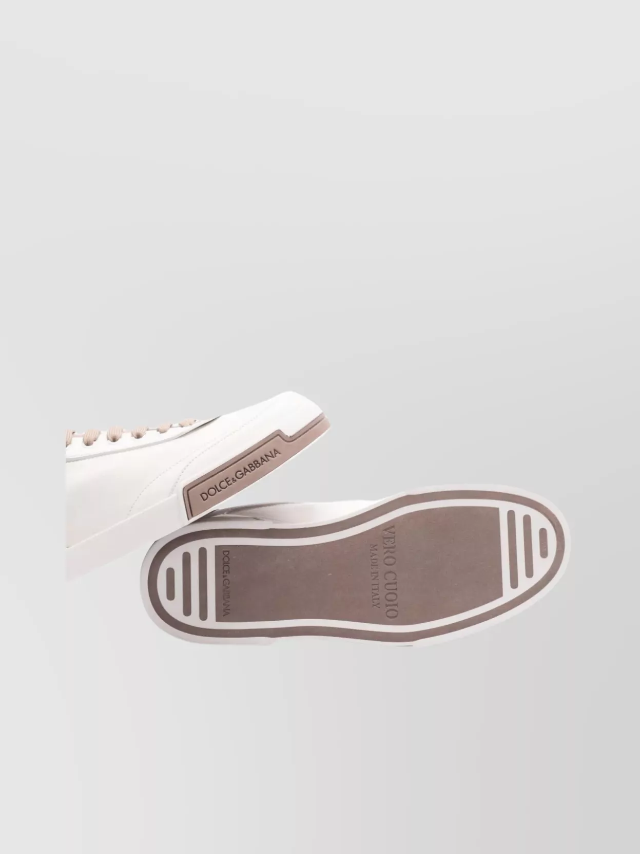 Dolce & Gabbana Portofino Yatch Sneakers In Calfskin Color White And Dove Grey In Red