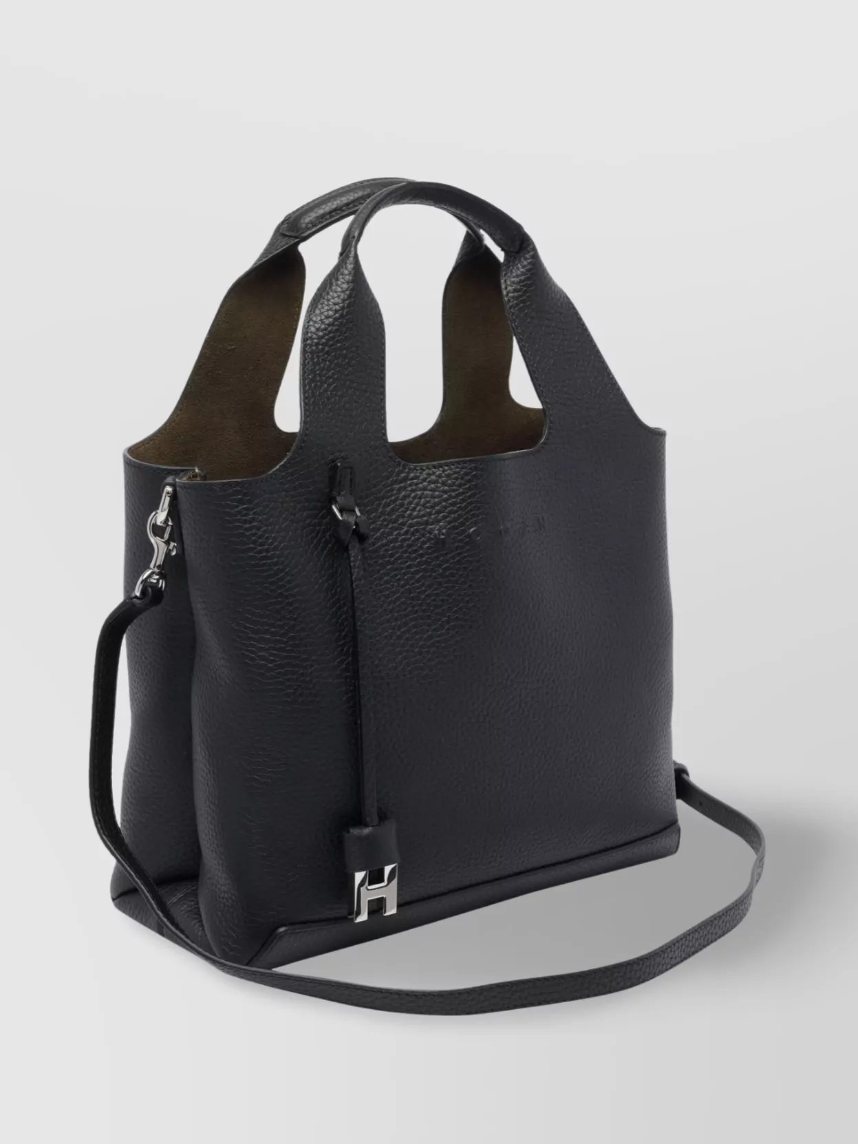 Hogan Textured Finish Tote Bag With Metal Hardware