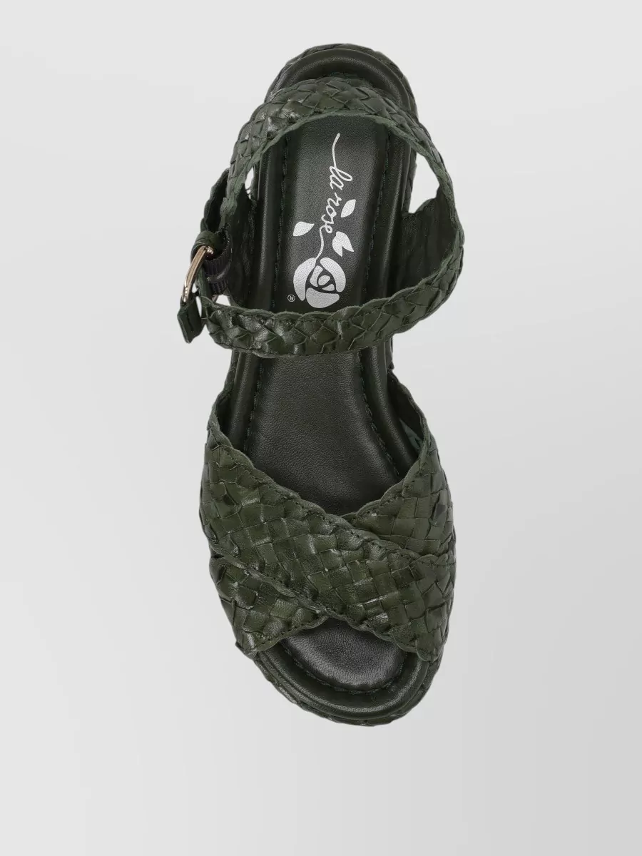 La Rose Leather Wedge Sandals