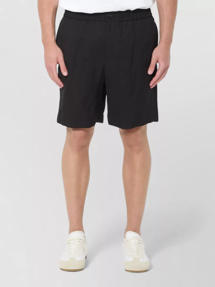 Ami Paris Mid-Rise Wide-Leg Shorts