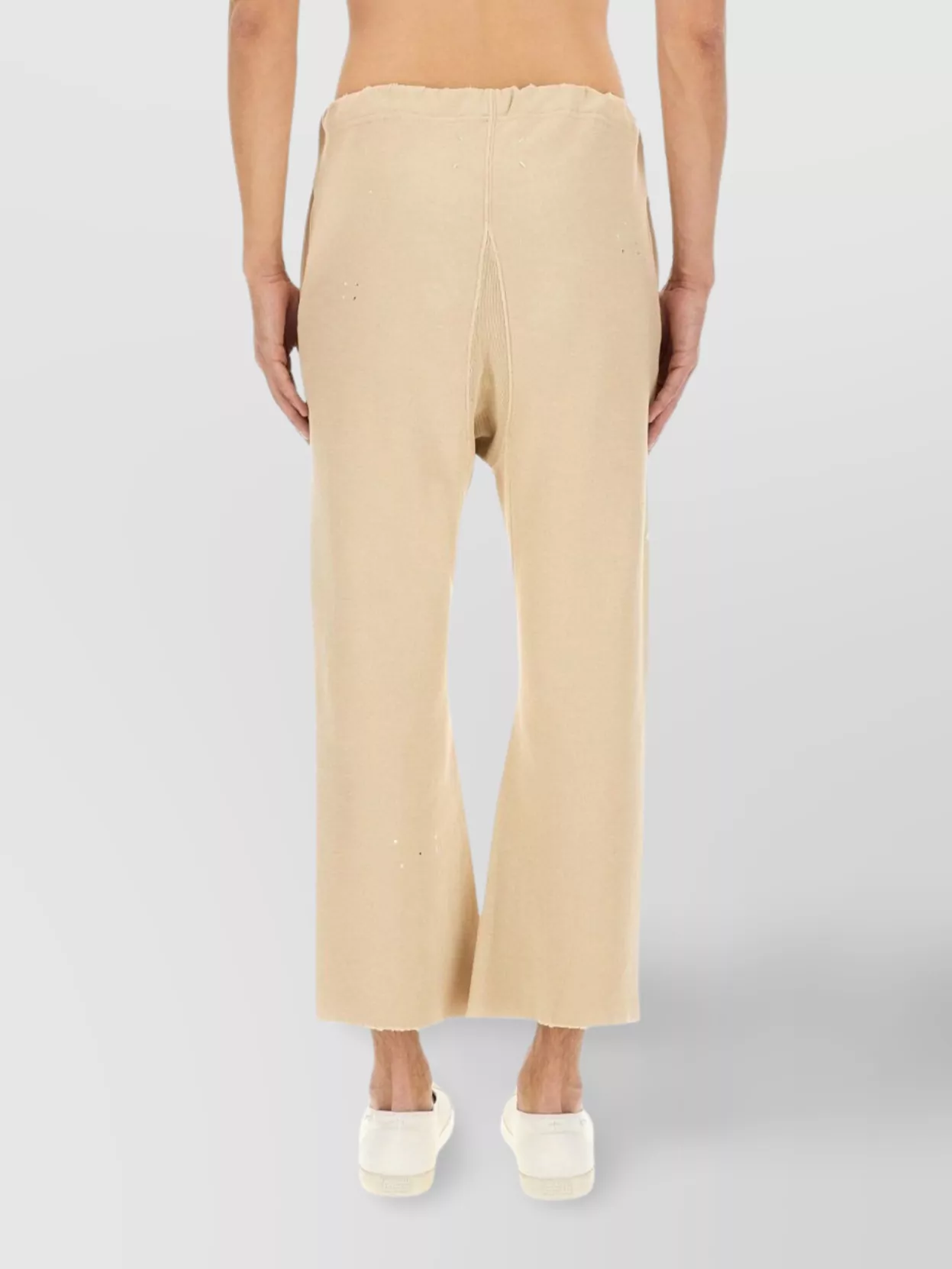 Maison Margiela Cotton Trousers With Distressed Finish In Brown