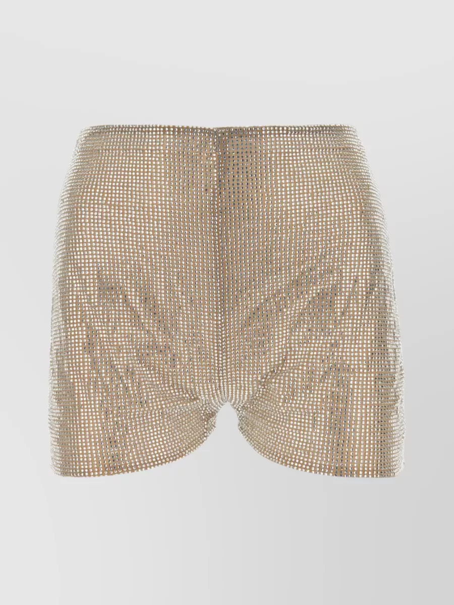 Shop Giuseppe Di Morabito Rhinestone-embellished Mesh Waistband Shorts In Brown