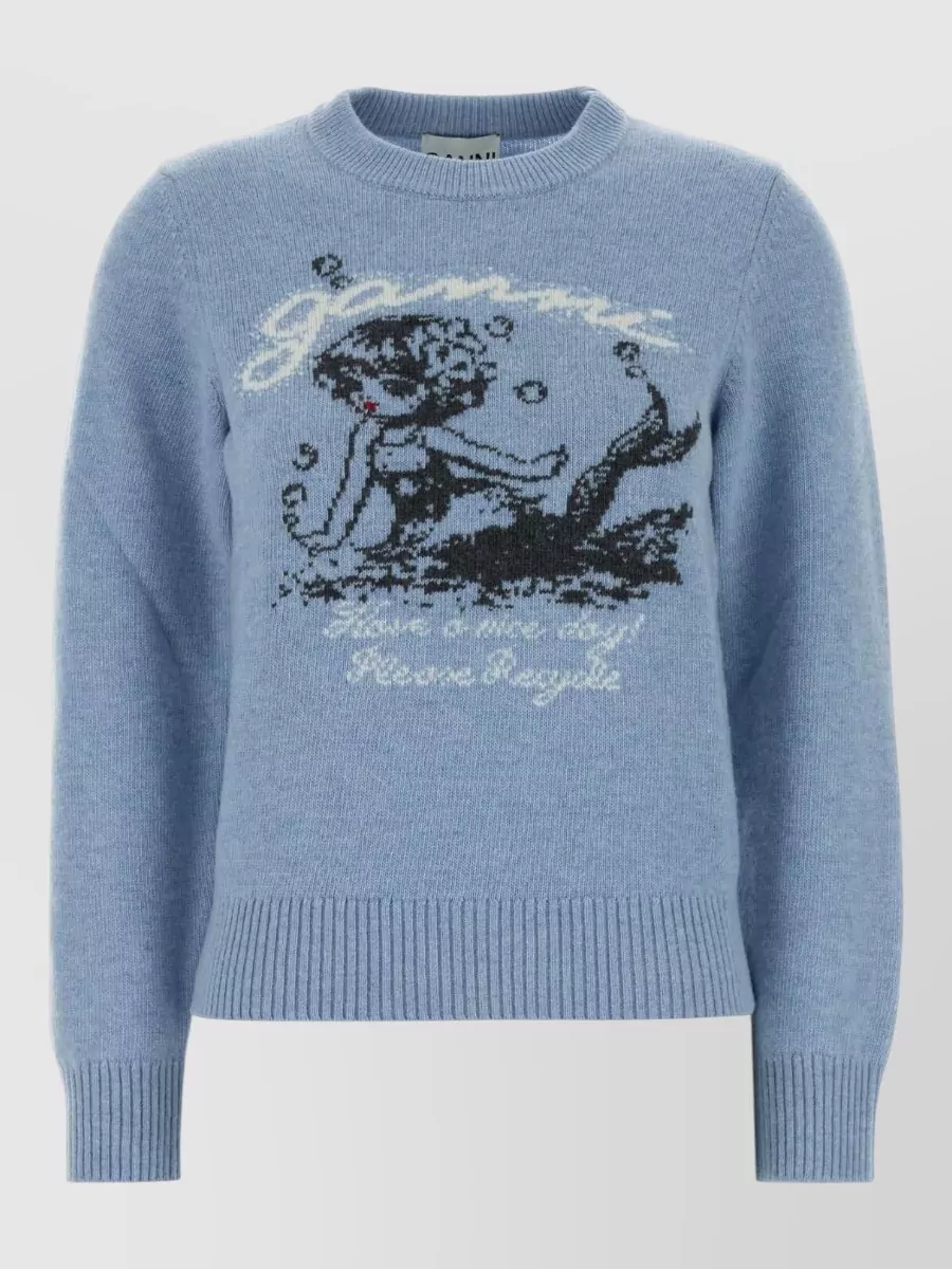 Ganni wool blend crew-neck sweater