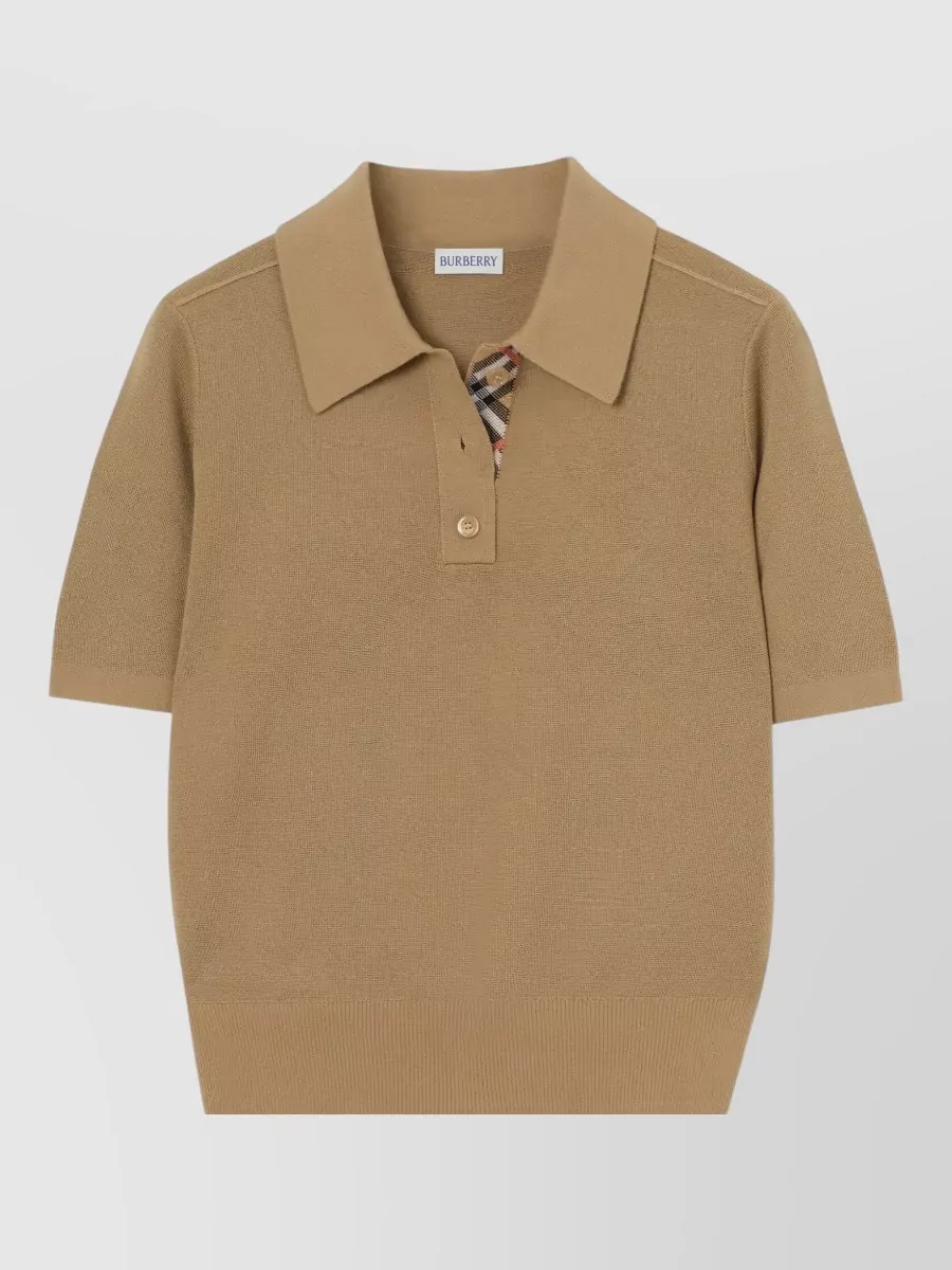 Burberry merino wool short-sleeve polo top