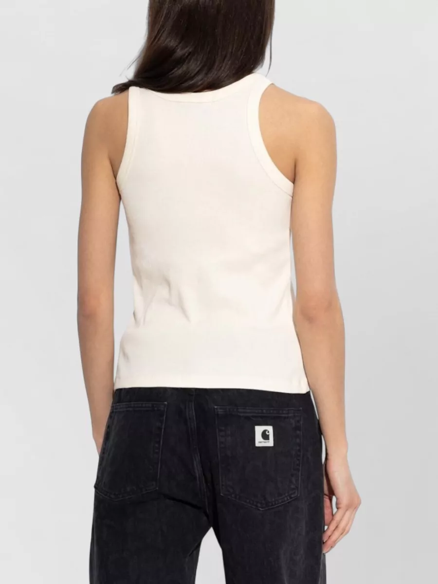 Maison Kitsuné Ribbed Organic Cotton Logo Tank Top