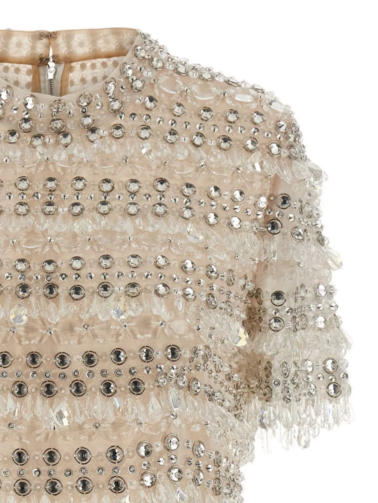 Carolina Herrera Crystal Embellished Sheer Crop Top