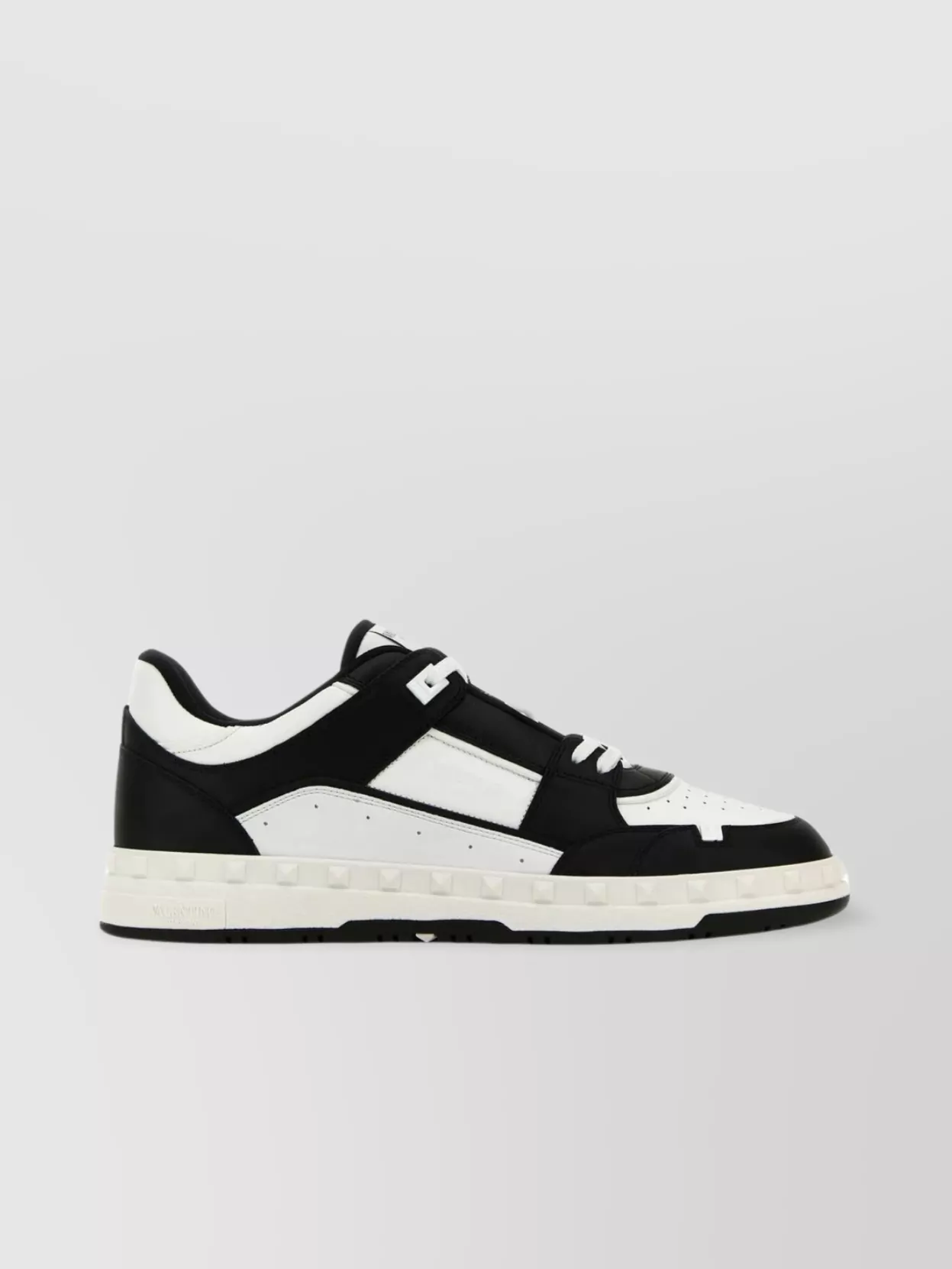 Shop Valentino Ankle Padded Leather Sneakers With Rubber Studs In Black