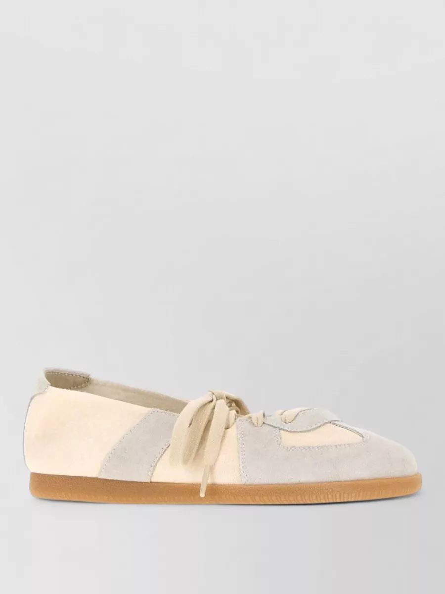 Maison Margiela leather panelled lace-up ballerina shoes