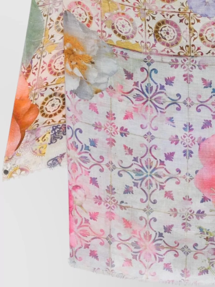 Faliero Sarti Floral Print Frayed Edge Scarf