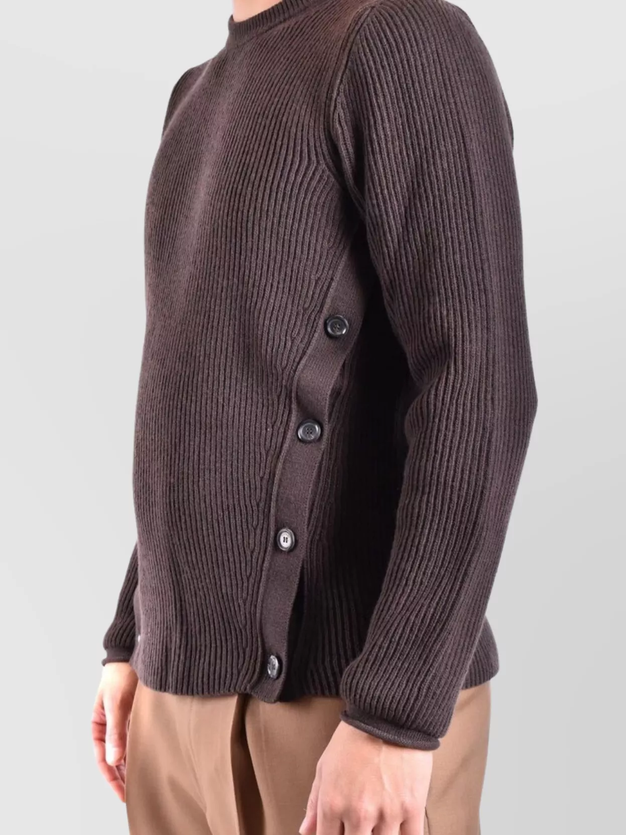 Moschino Ribbed Texture Sweaters With Side Button Detailing