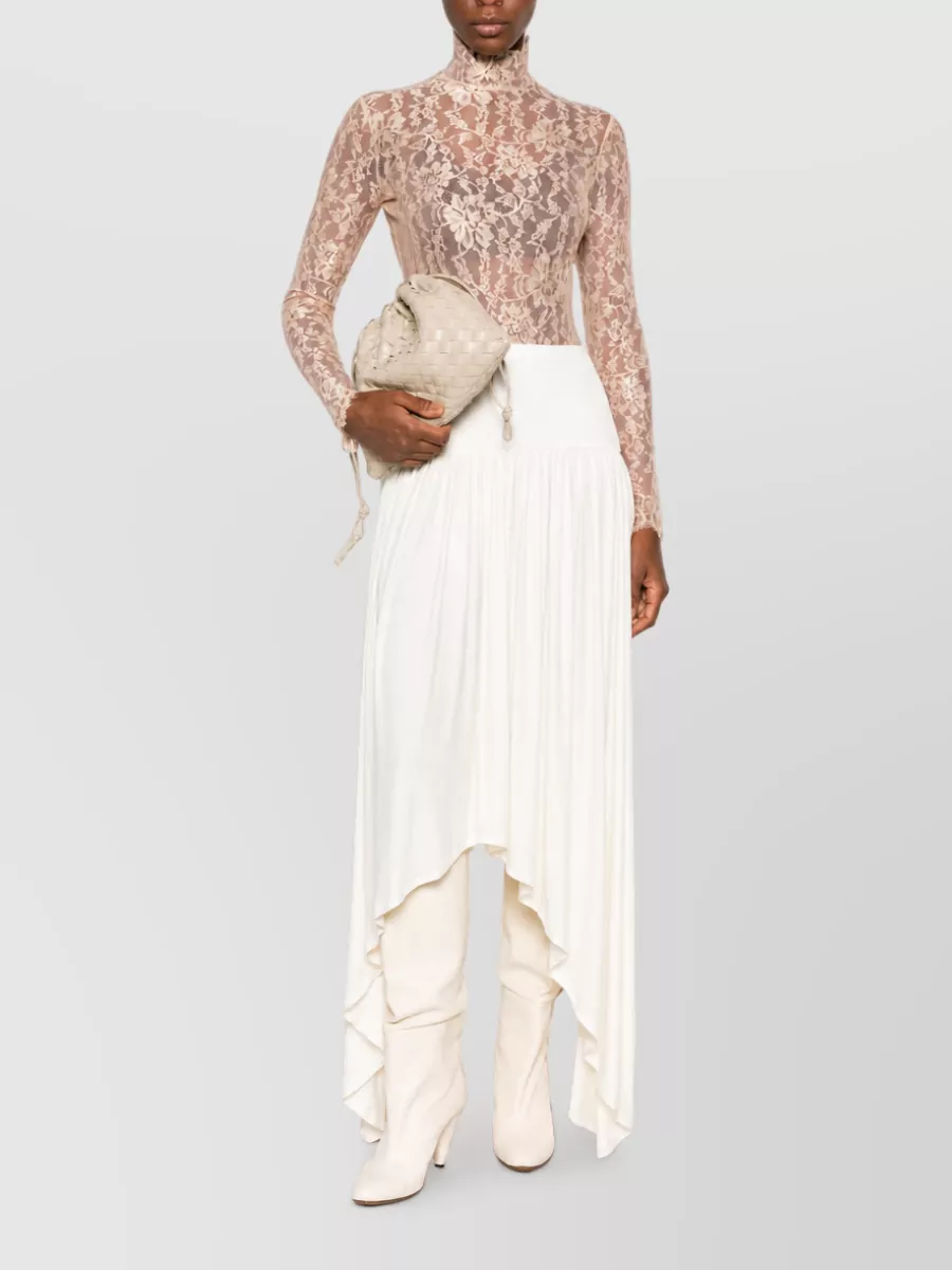 Valentino Floral Lace Long Sleeve Slim-Fit Bodysuit