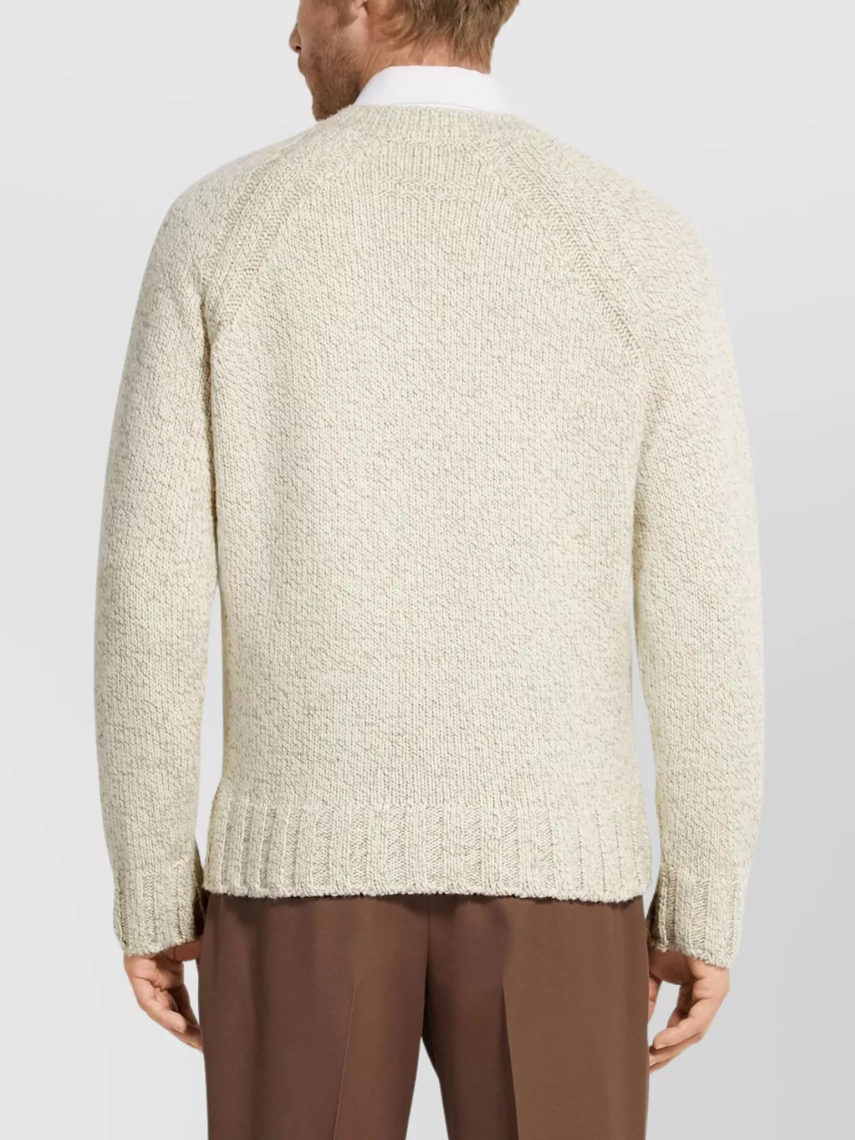 Zegna Textured V-Neck Long Sleeve Knit Sweater