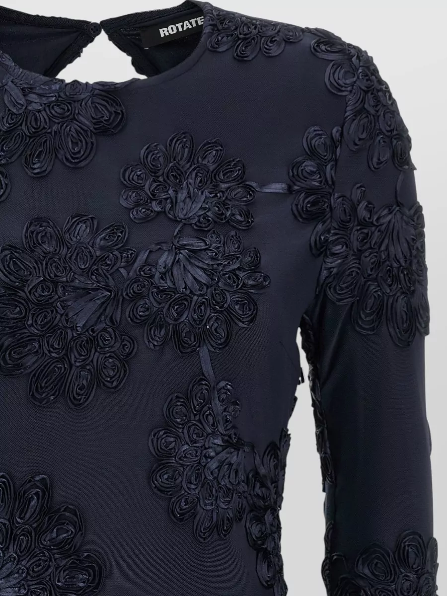 Rotate Birger Christensen 3D Floral-Embellished Mesh Mini Dress