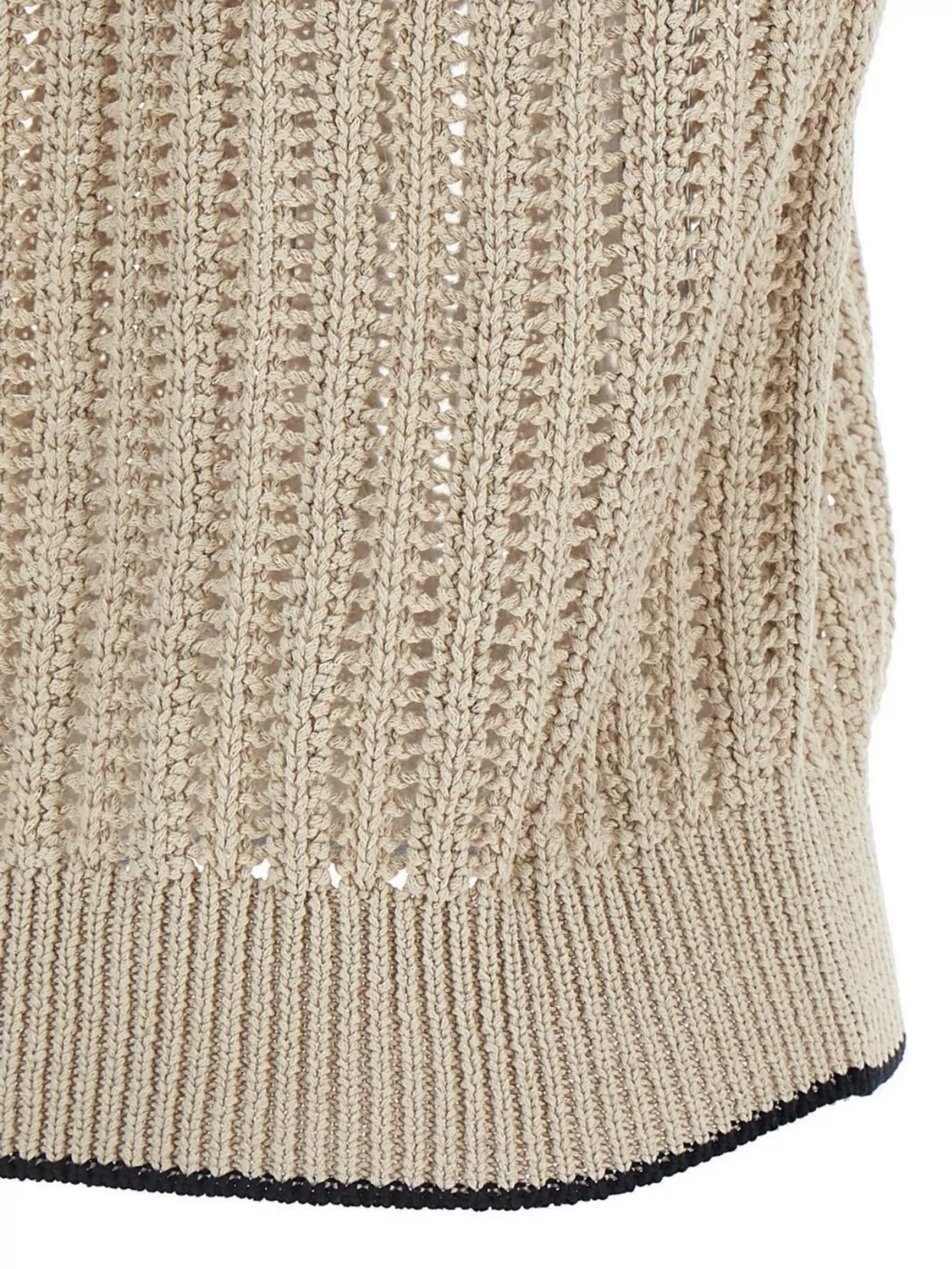 Shop Brunello Cucinelli Open Knit Vest Ribbed Trim