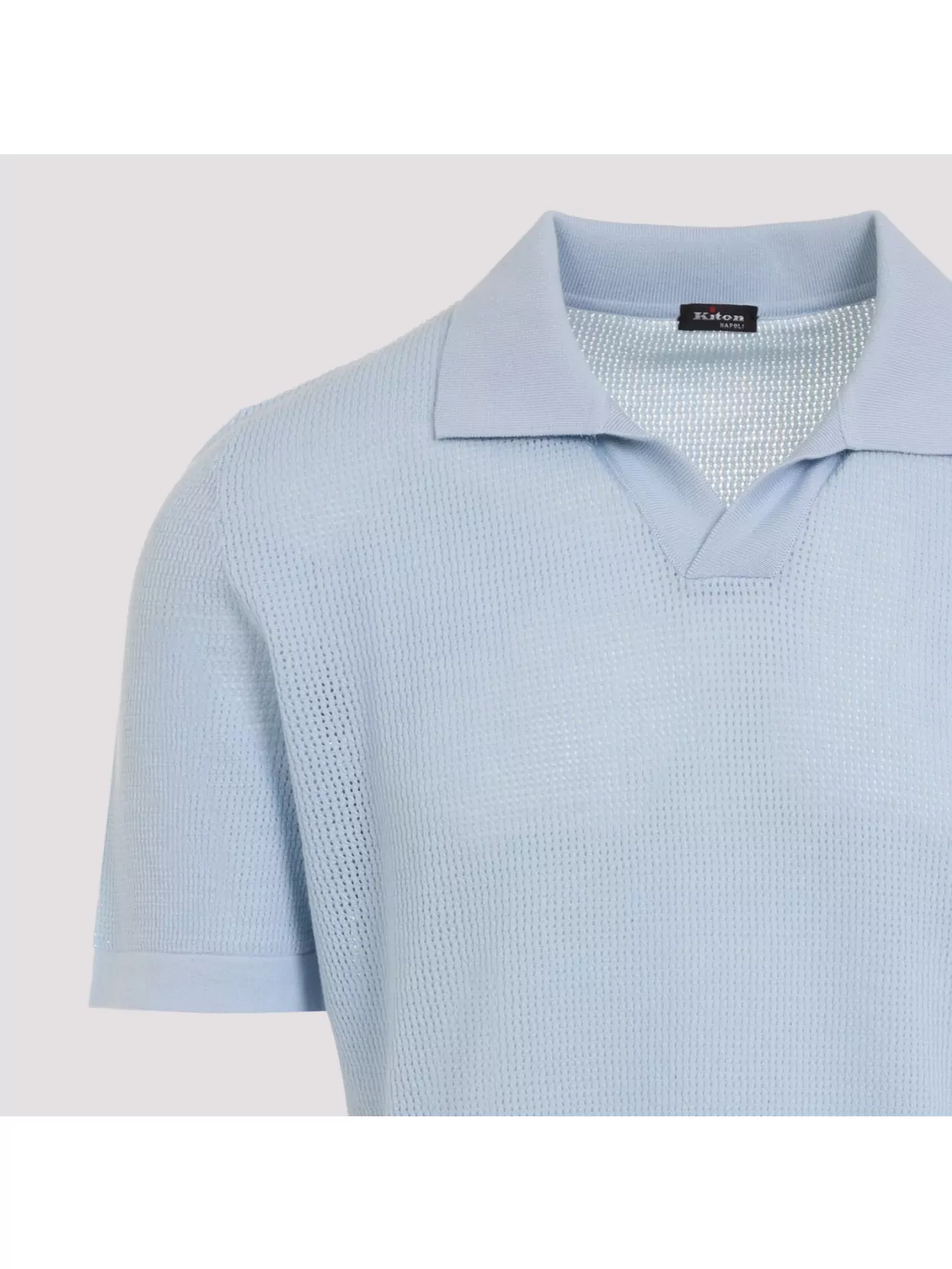 KITON COTTON POLO SHIRT PERFORATED FABRIC 