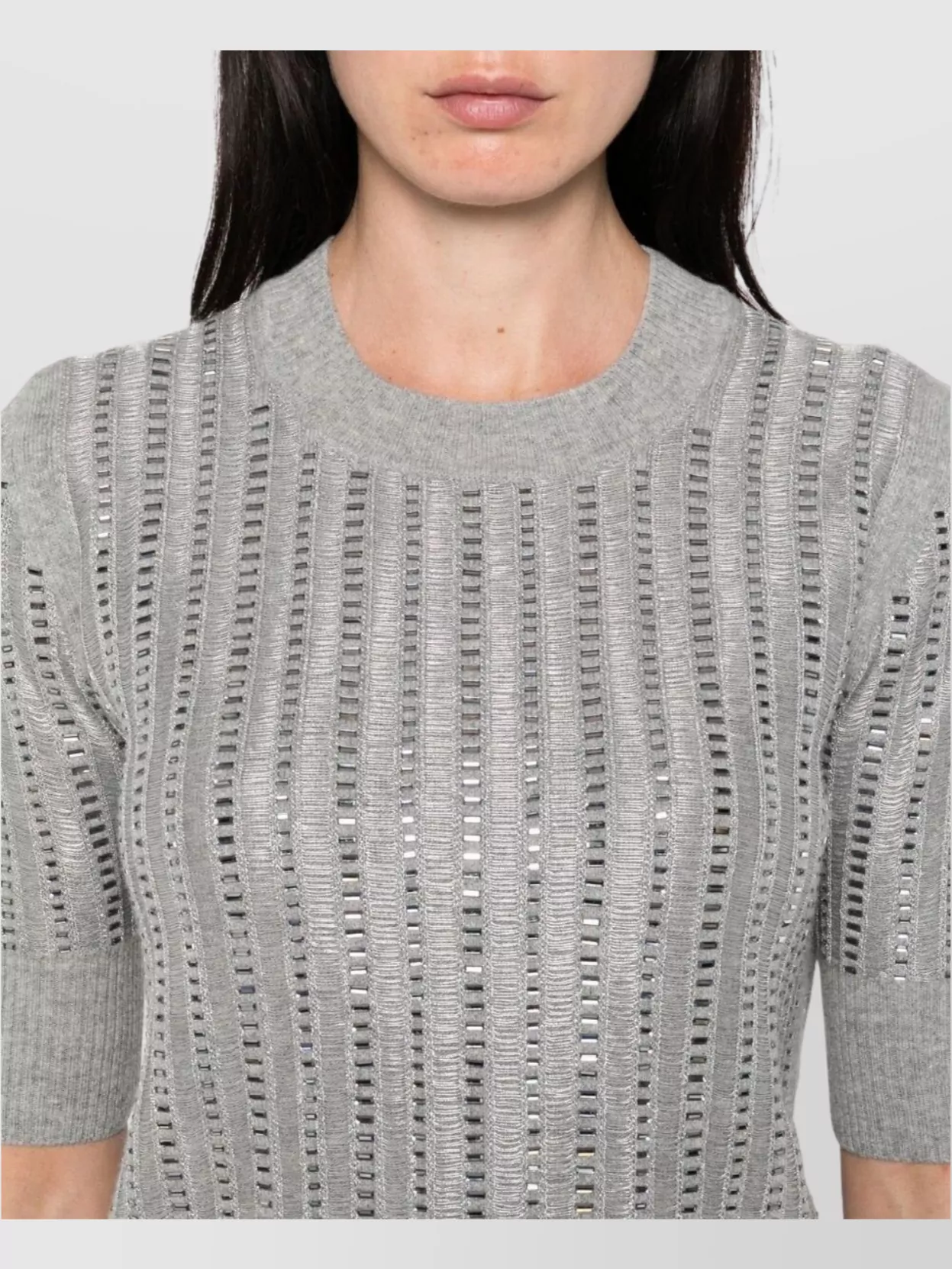 Ermanno Scervino Striped Wool-Cashmere Sequin Top