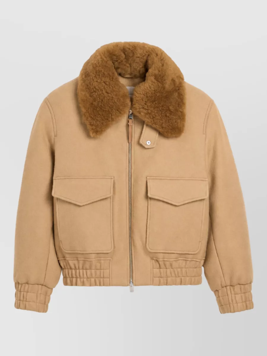 Ami Paris shearling collar wool short jacket