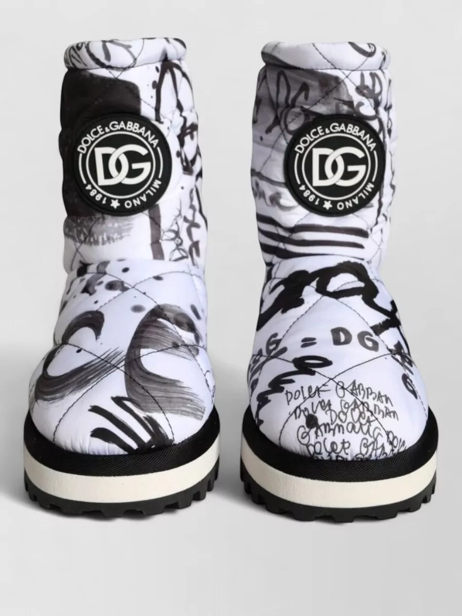 Dolce&Gabbana quilted logo-print mid-calf boots