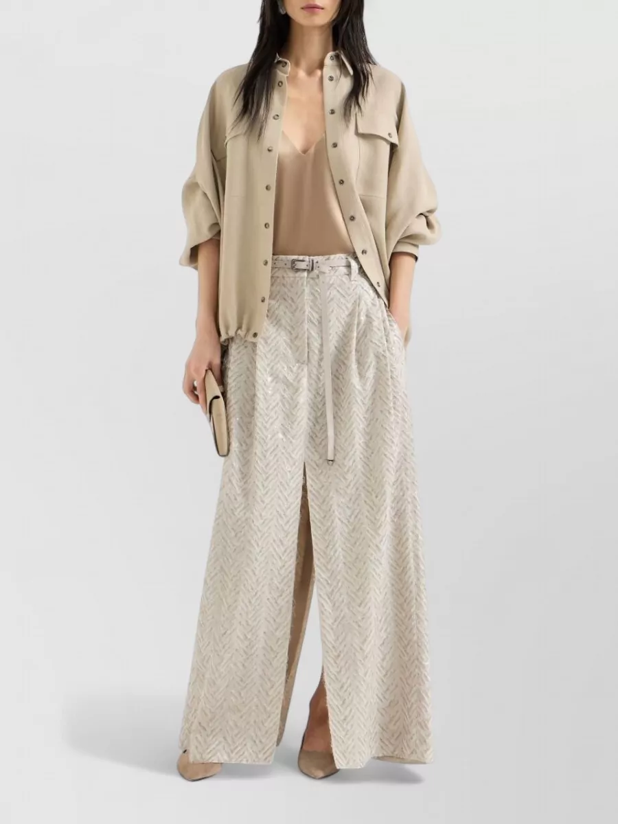 Brunello Cucinelli Linen Blend Long Sleeve Shirt Pockets