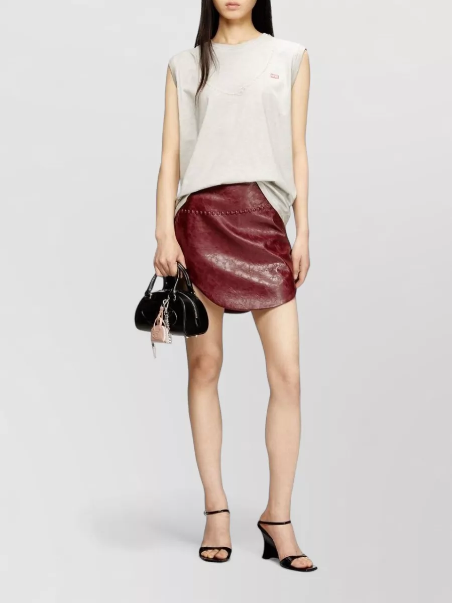 Diesel Faux Leather Textured High-Low Mini Skirt