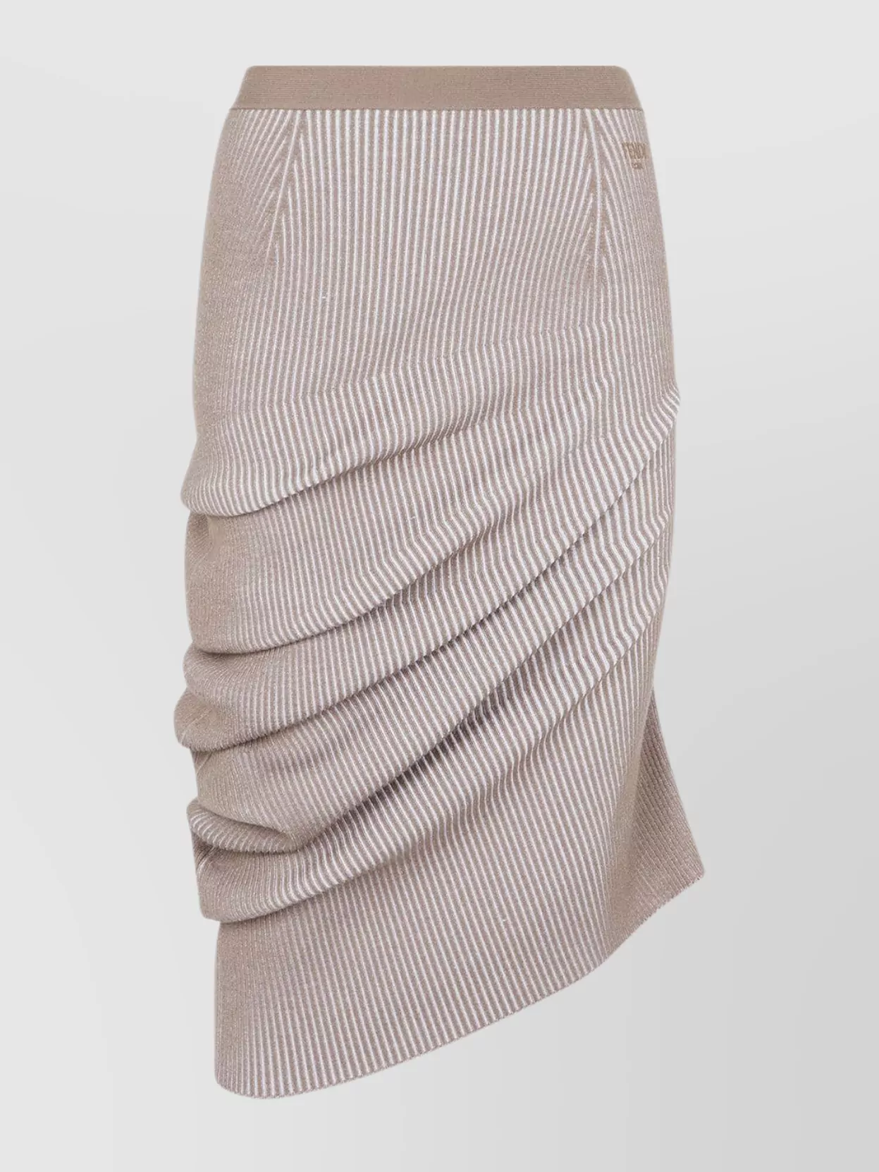 Shop Fendi Draped Ribbed Striped Skirt