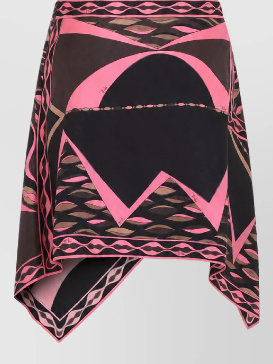 Pucci Printed Silk Asymmetric Draped Skirt