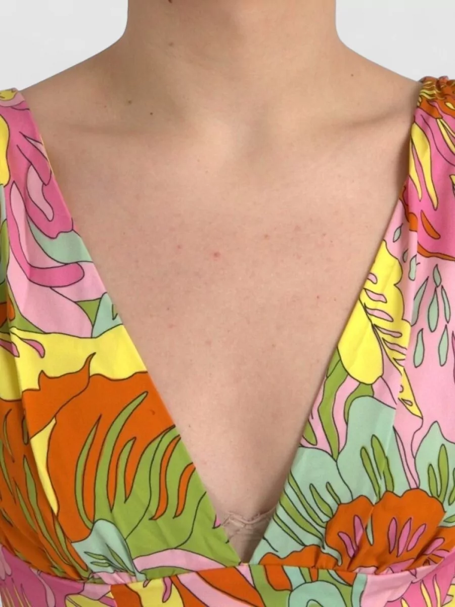 Dolce&Gabbana Silk Floral-Print V-Neck Mini Dress