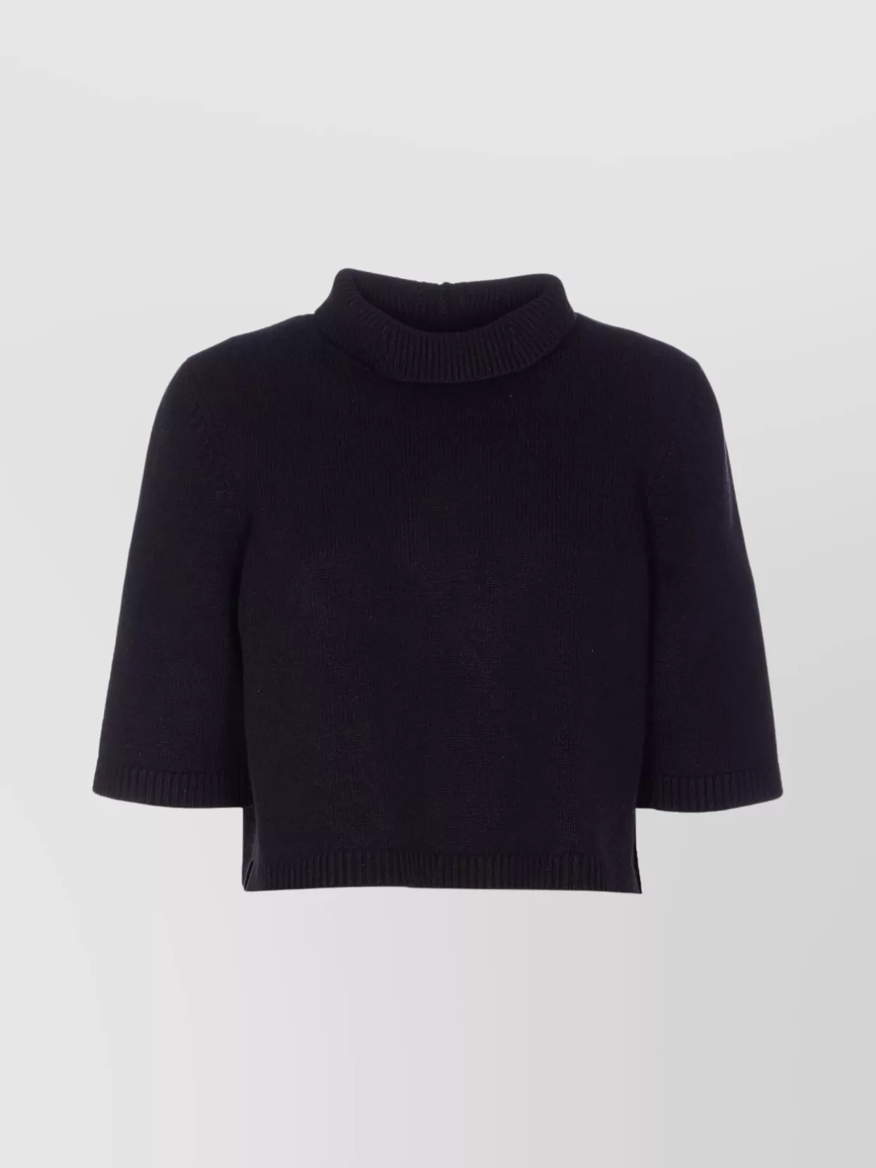 Alaïa Cropped High Neck Knit Jumper In Black