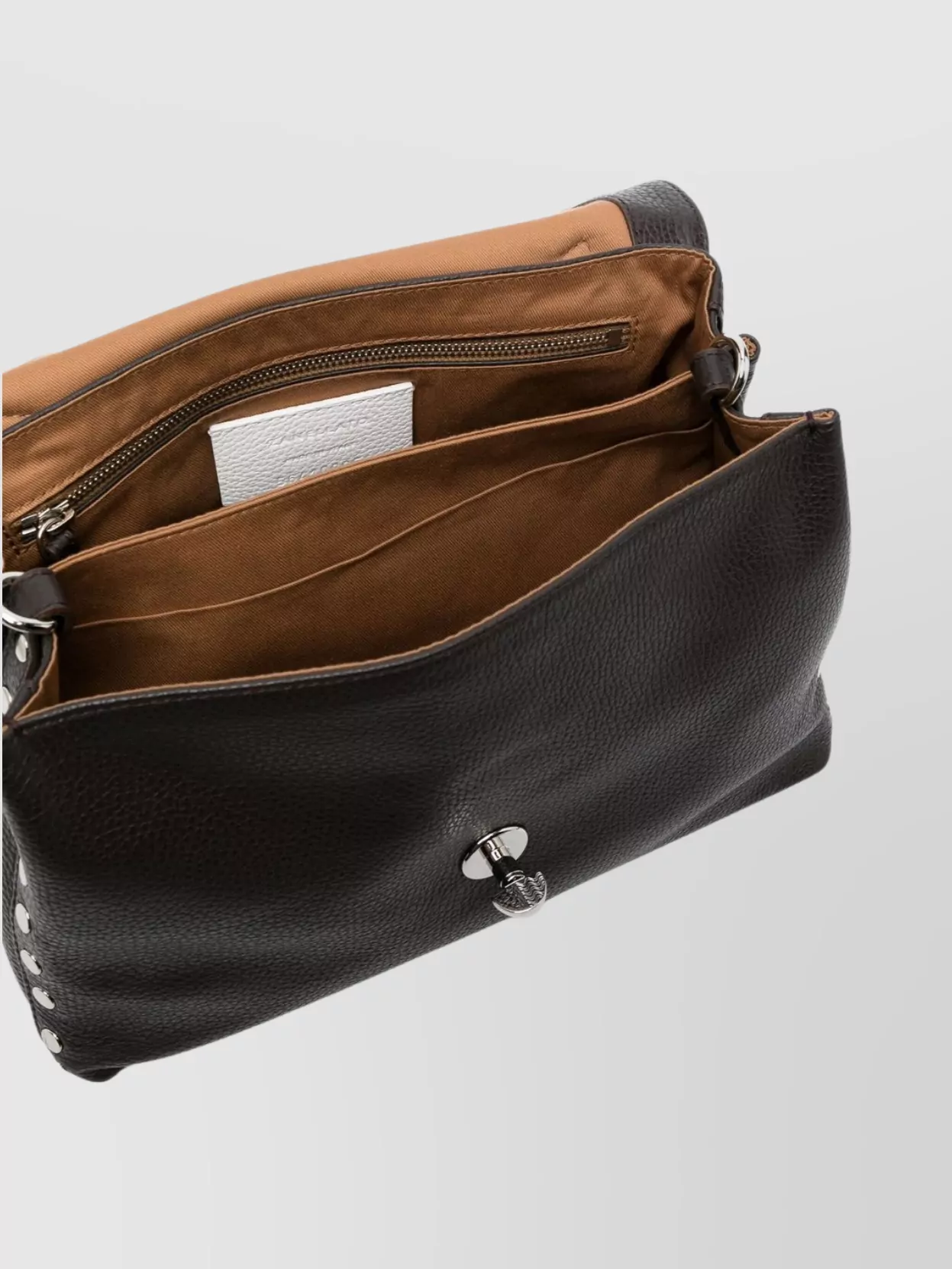 Zanellato Daily Clutch Bag With Top Handle And Studs In Brown