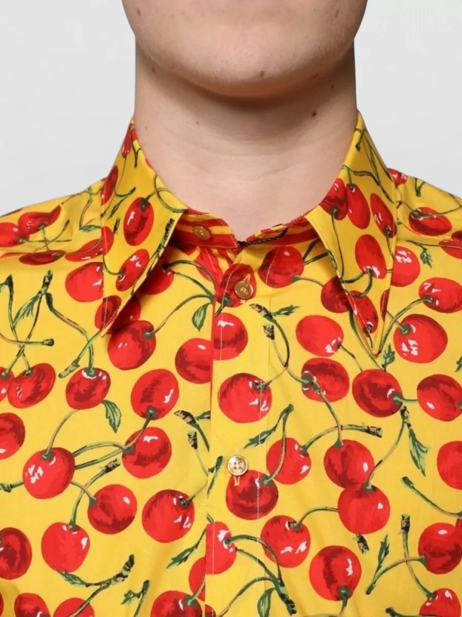 Dolce&Gabbana Cherry-Print Cotton Long-Sleeve Shirt