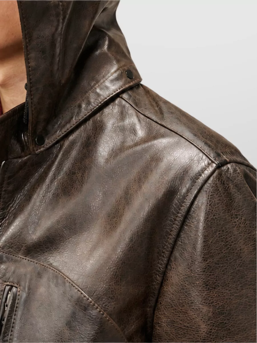 C.p. Company Leather Hooded Jacket