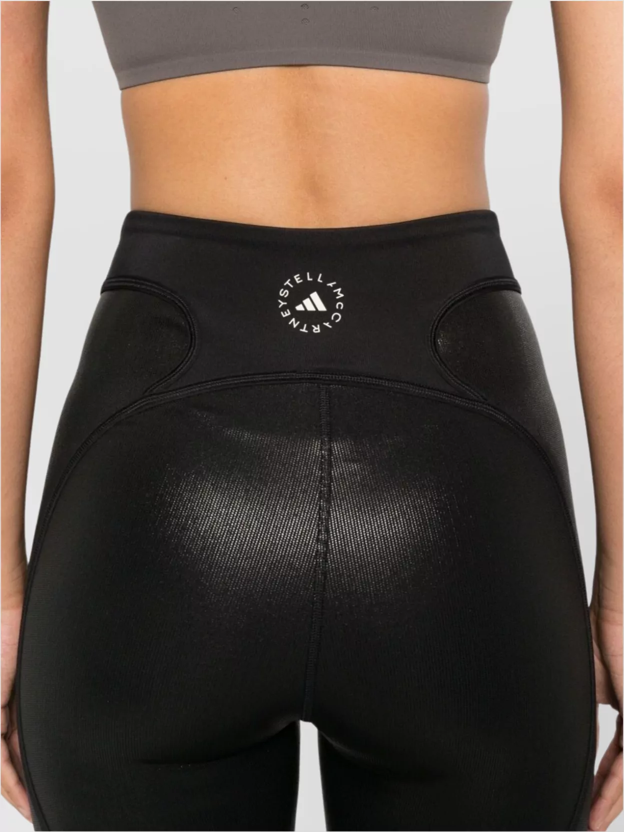 Adidas By Stella Mccartney High Waist Cropped Leggings With Metallic Finish