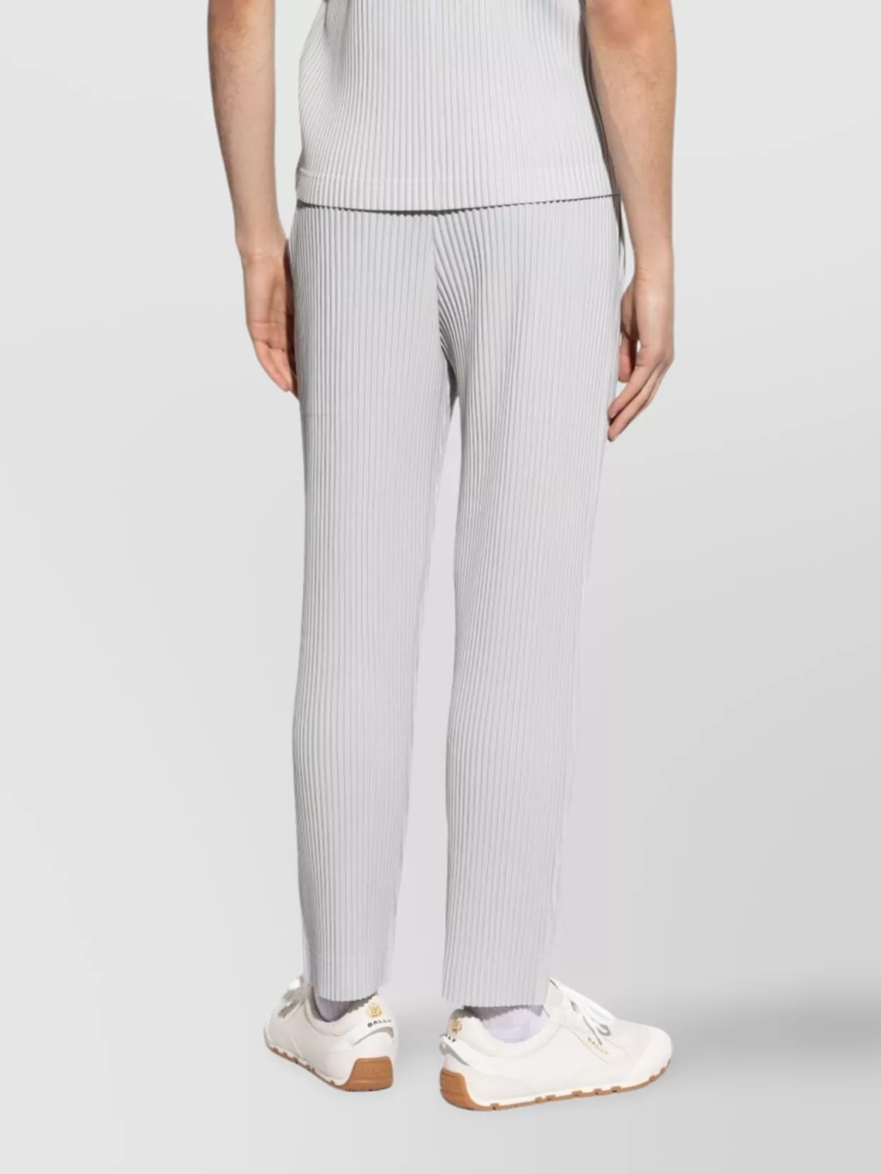Issey Miyake Pleated Trousers With Elasticated Waistband And Ribbed Texture