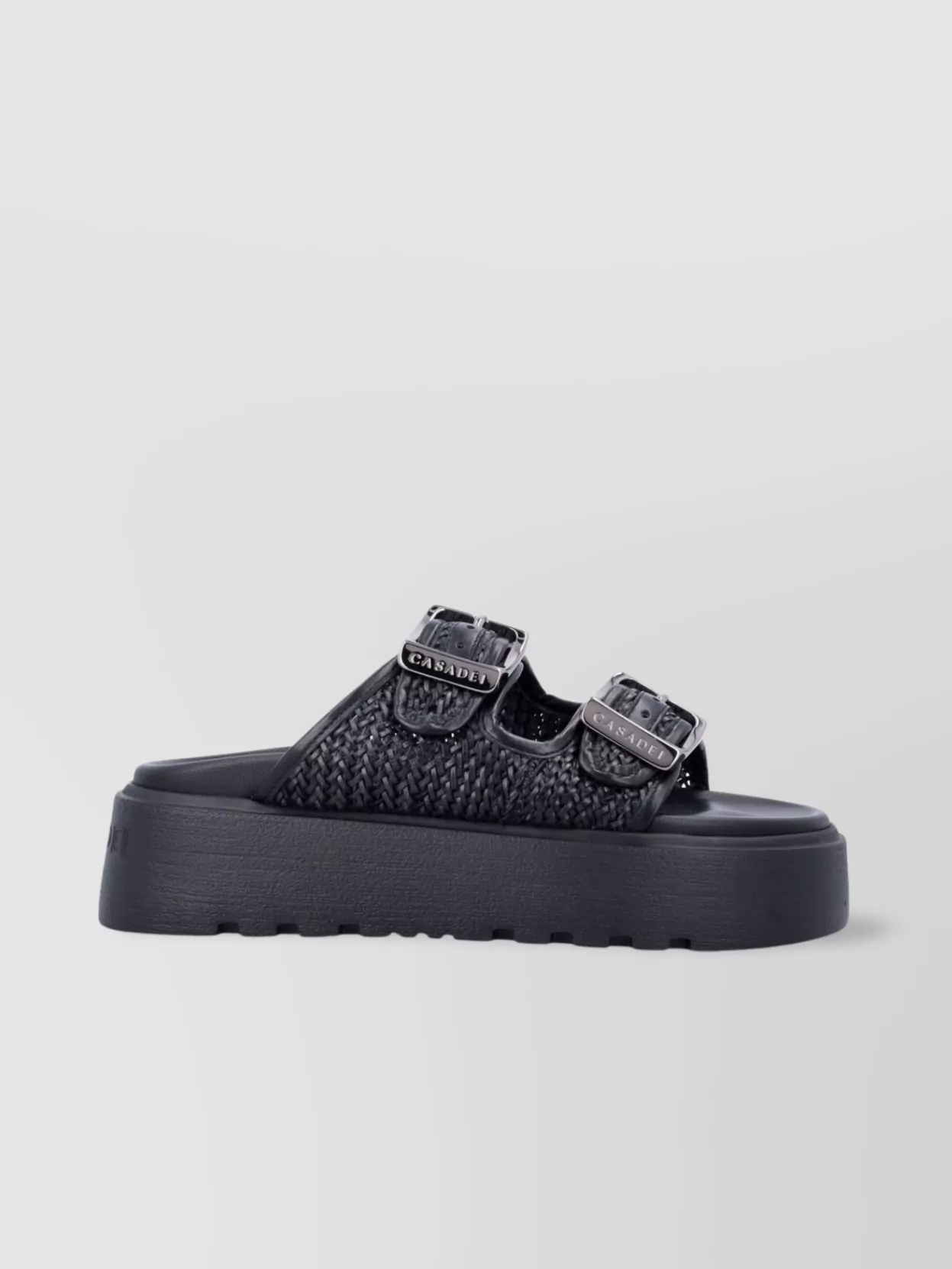 CASADEI BACKLESS PLATFORM SANDAL TEXTURED SOLE