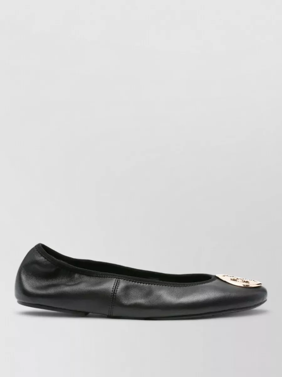 Tory Burch Leather Logo-Appliqué Ballerina Flats