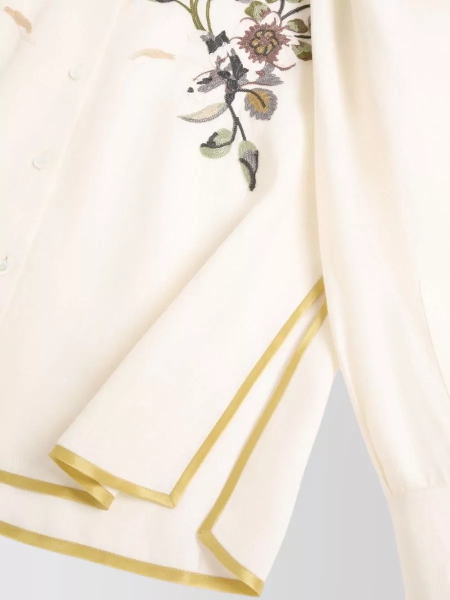 Valentino Garavani Embroidered Linen Long-Sleeve Shirt