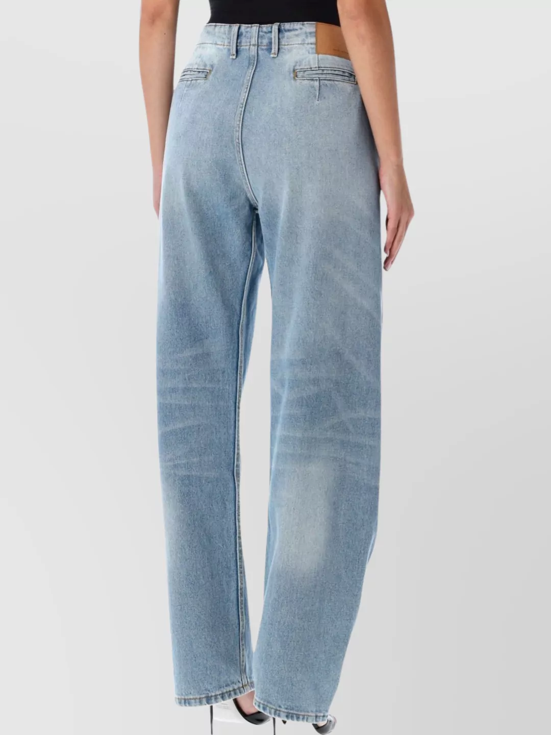 Magda Butrym Wide Leg Denim Trousers With Belt Loops In Blue