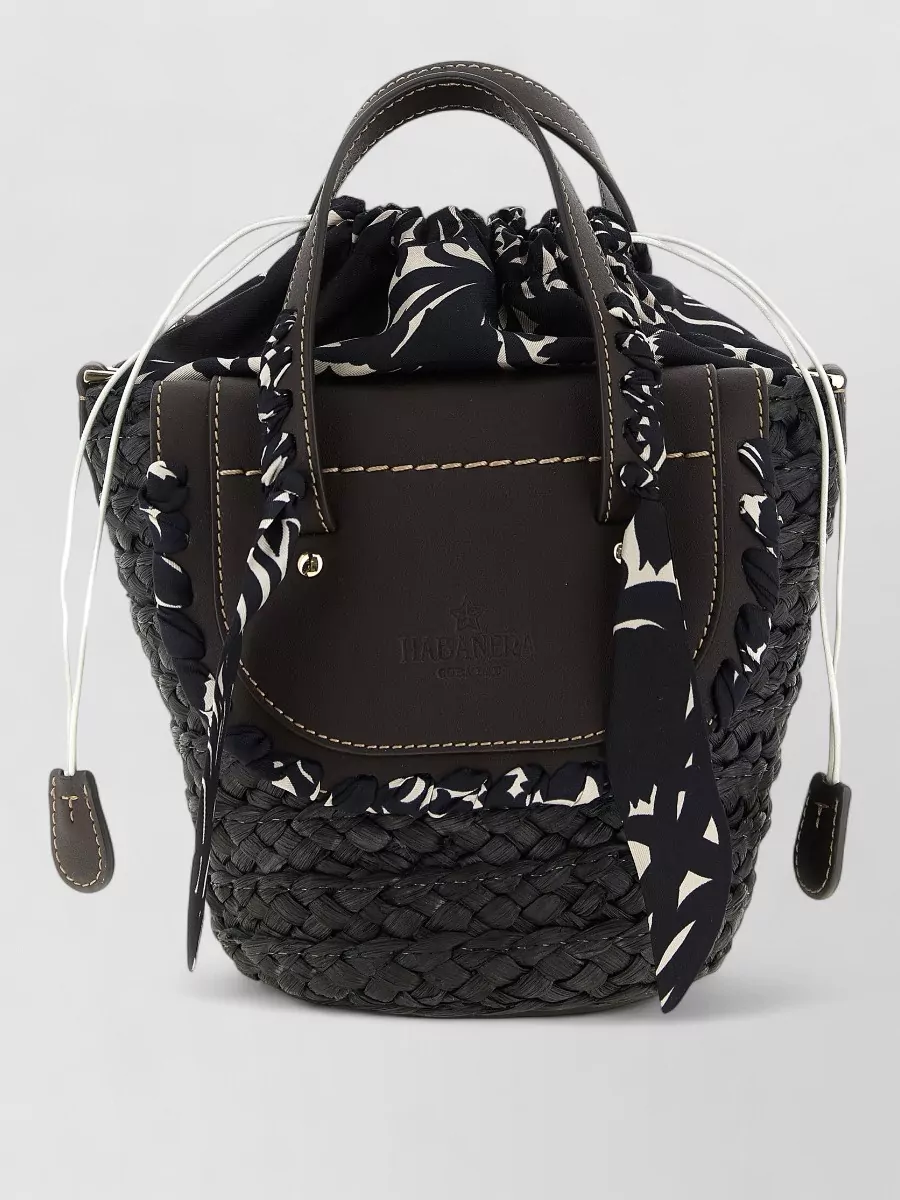 Cuba Lab Silk Leather Linen Bucket Bag